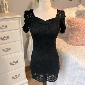 Romantic Black Lace Form Fitting Dress